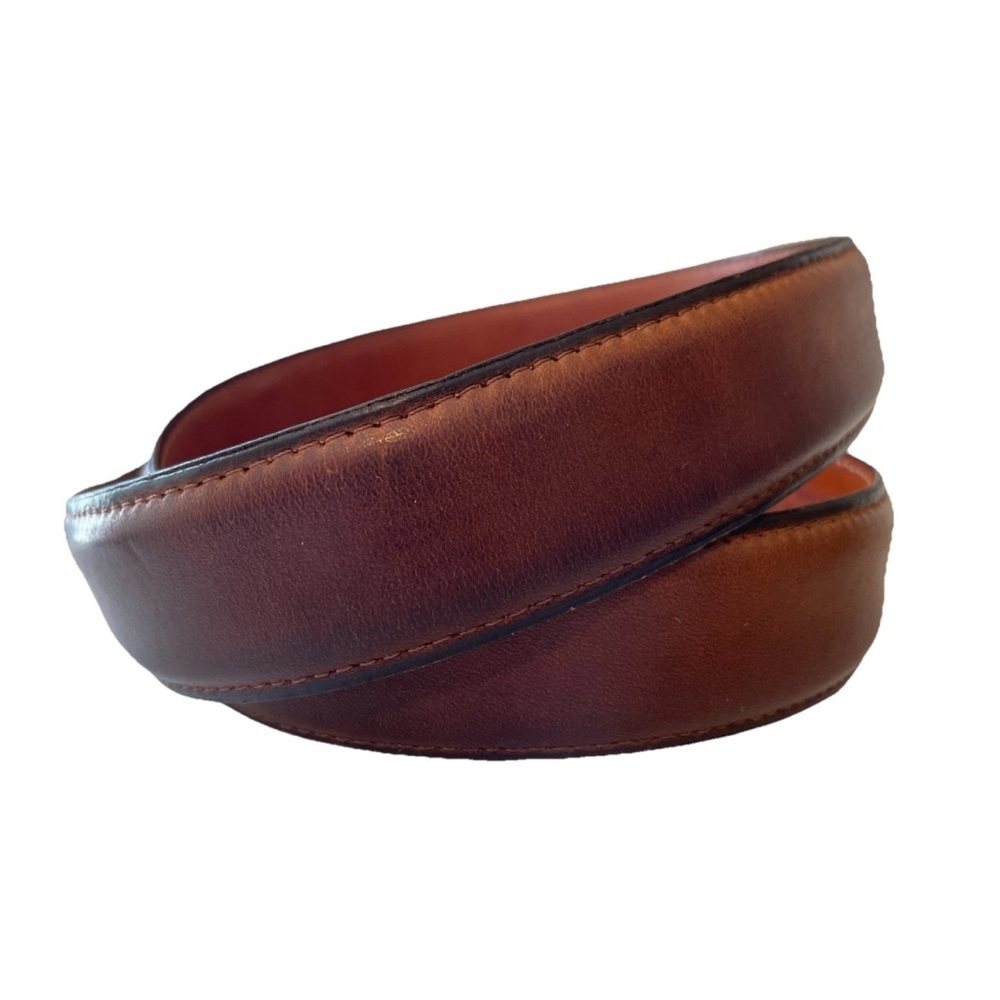 COACH Authentic Glove Leather Belt Mens Sz 34 85 Honey Brown Brass Buckle 7603 - Picture 4 of 13